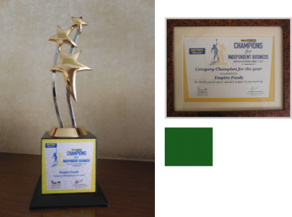 Mr. Yogesh Grover received “YOUNG ENTREPRENEUR OF THE YEAR AWAD FOR FOOD INDUSRTY” by Chamber of Commerce & Industries in 2019.